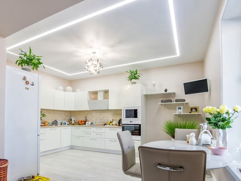 Потолок на кухне — варианты идеально сочетания и стильного дизайна (75 фото)