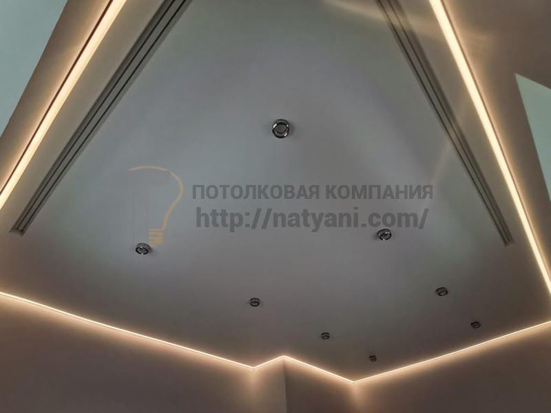 Натяжные потолки для гостиной и зала с подсветкой